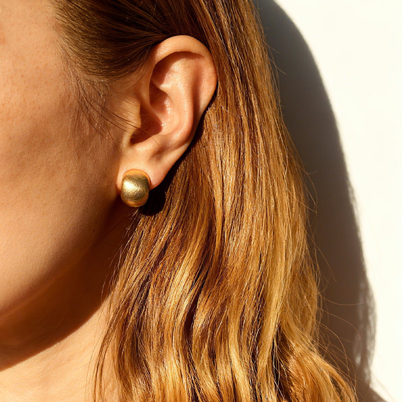 Small Ball Stud Earrings Brushed Metal Effect Clip On Studs
