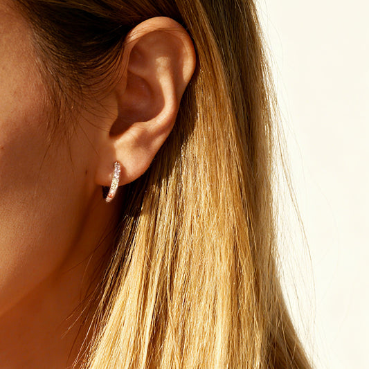 Rainbow Stones Clip On Huggie Earrings