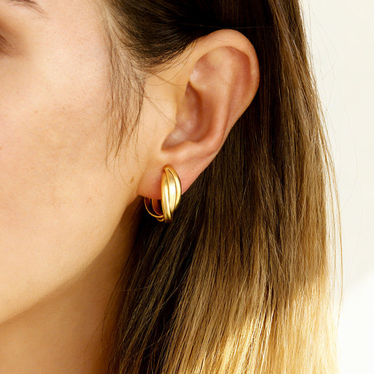 Twisted Matt Gold Hoop Clip On Earrings