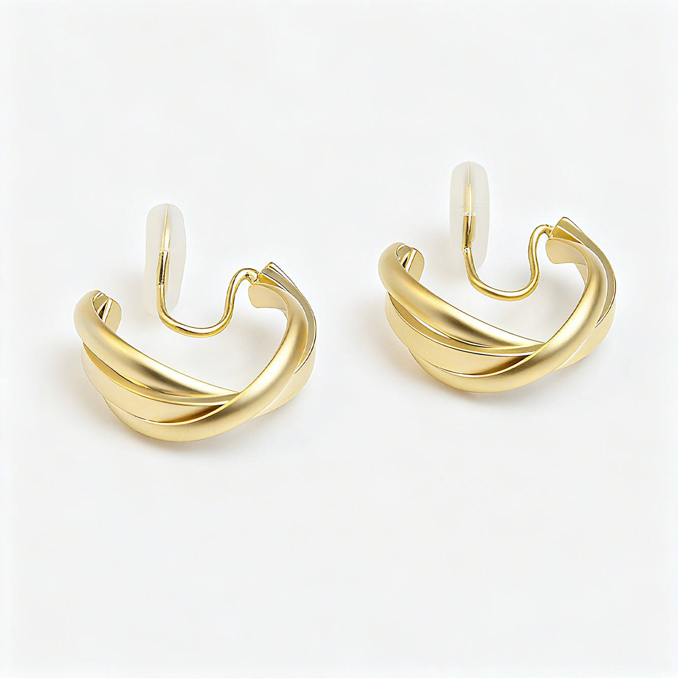 Twisted Matt Gold Hoop Clip On Earrings