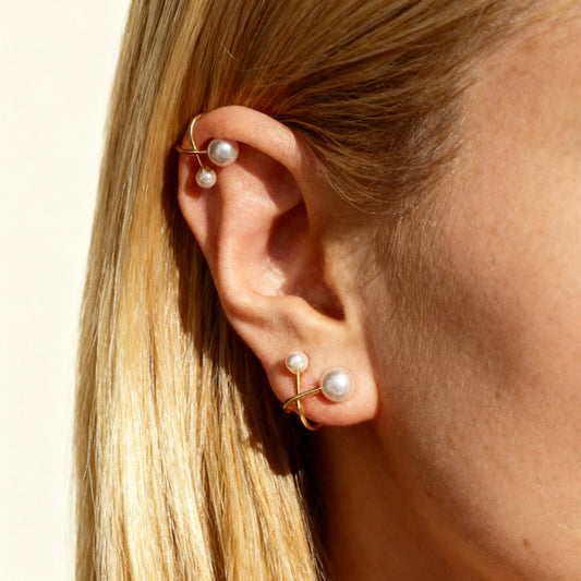 Sterling Silver Wire Pearl Ear Cuffs – Non-Pierced Earrings