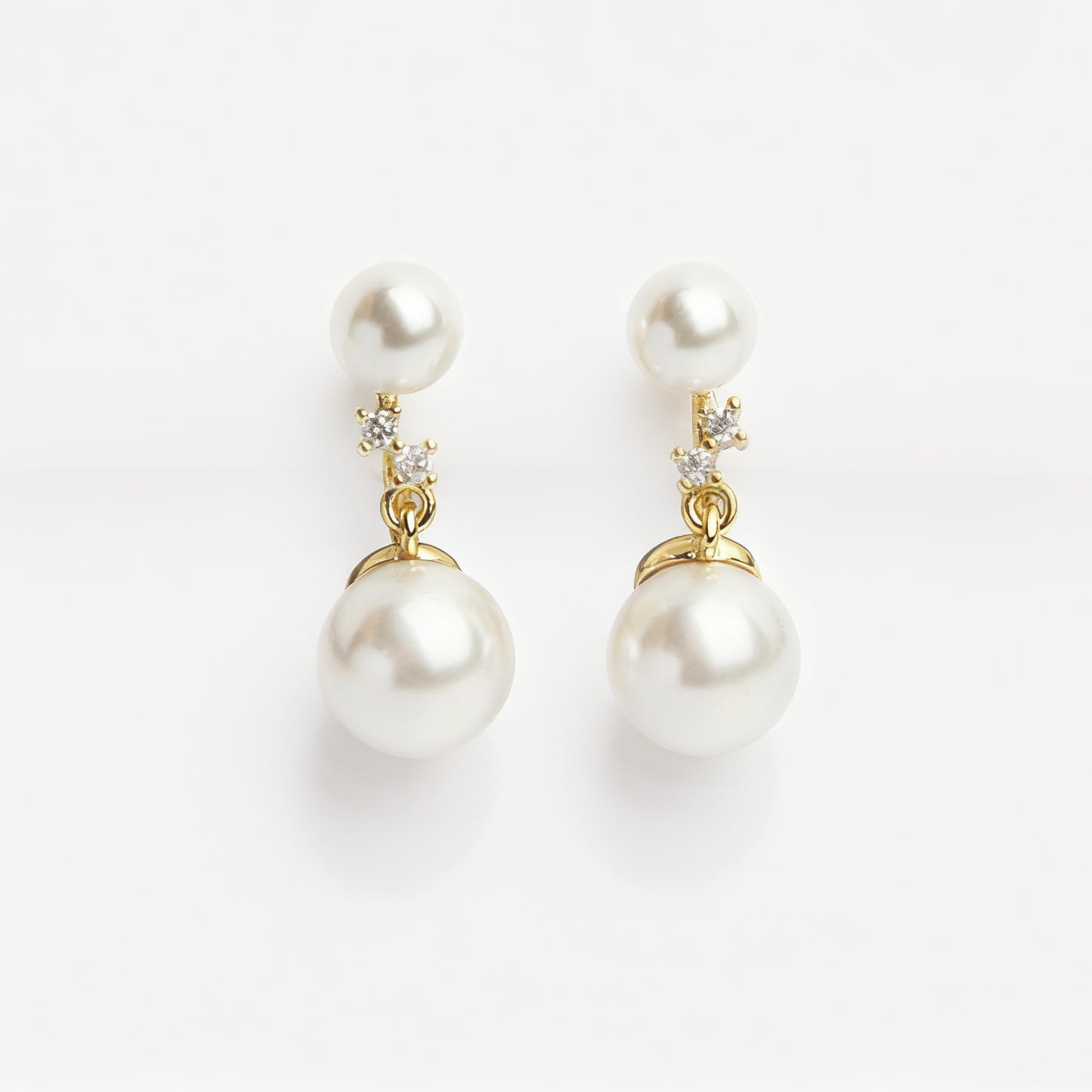 Clip On Pearl Earrings Dangle Clip On Earrings With Gold Pave Diamond