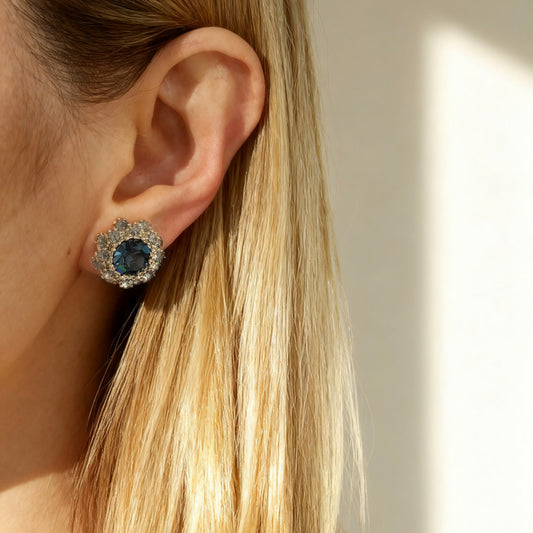 Navy Gemstone Clip On Earrings for Women