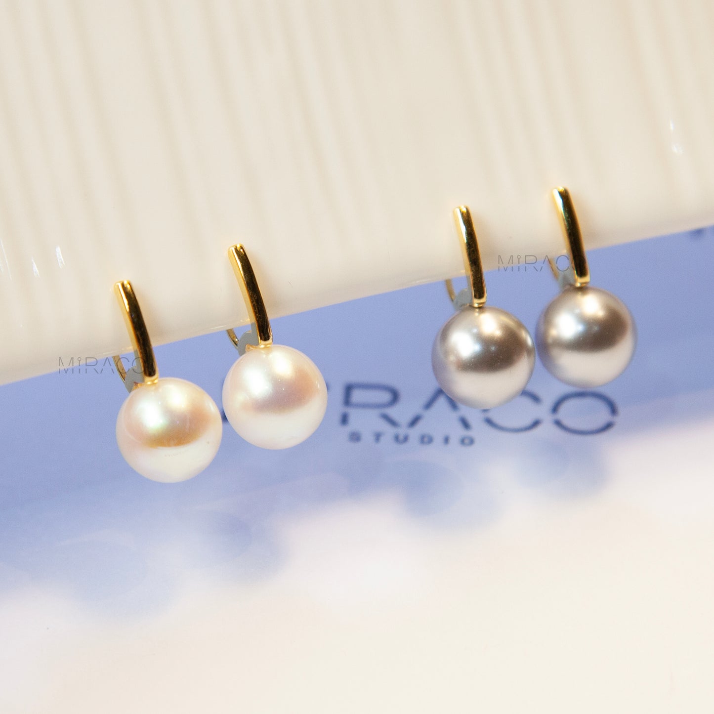Dangle Clip On Pearl Earrings with Gold Clips