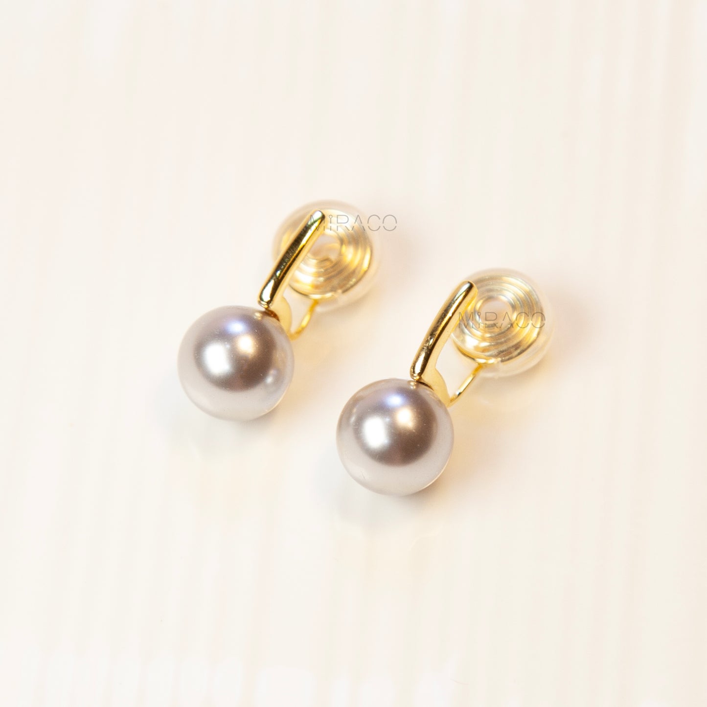 Dangle Clip On Pearl Earrings with Gold Clips
