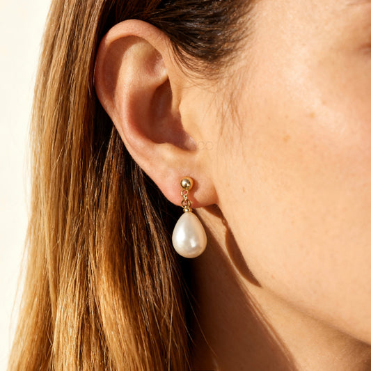 handmade clip on earrings with white teardrop pearls