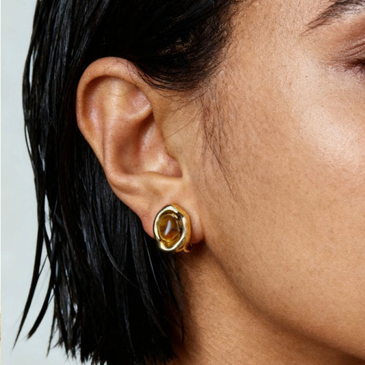 Small Ball Stud Earrings, Modern Minimalist Earrings, Screw Back Clips Silver Black Stud Clip On Studs, Brown God Simple Non Pierced Earring