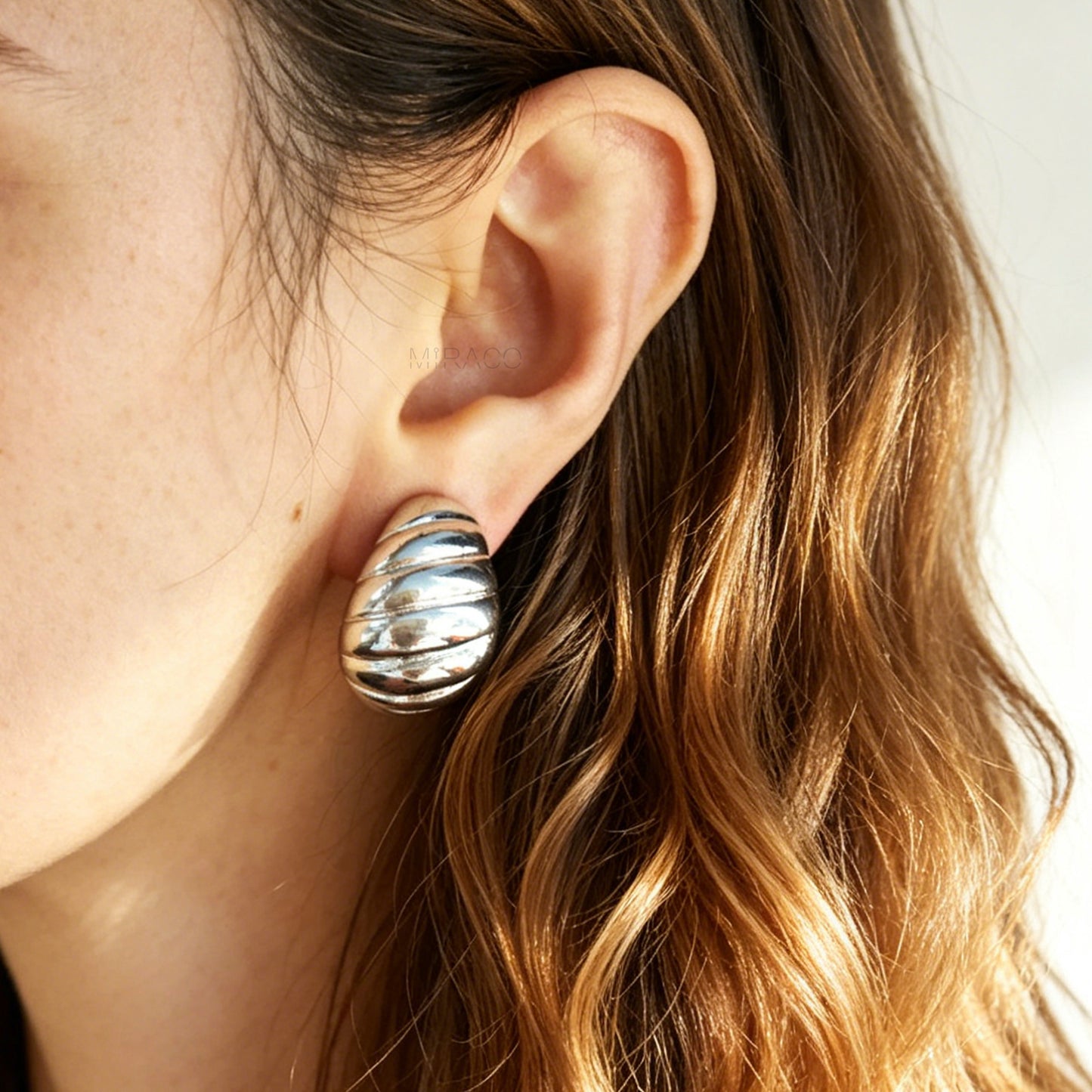 Large Croissant Stud Clip On Earrings