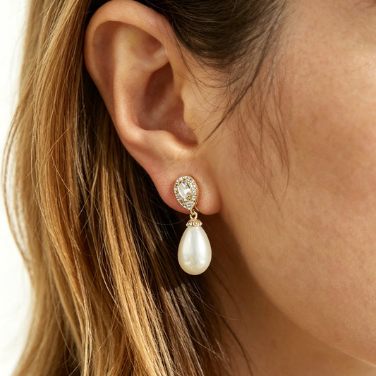 Clip On Pearls Diamond Earrings