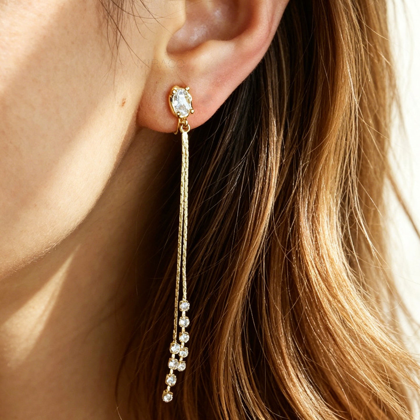 Long Tassel Dangle Chain Clip On Earrings with Comfortable Coil Backs