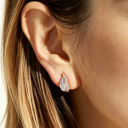 Small Leaf Stud Clip On Earrings