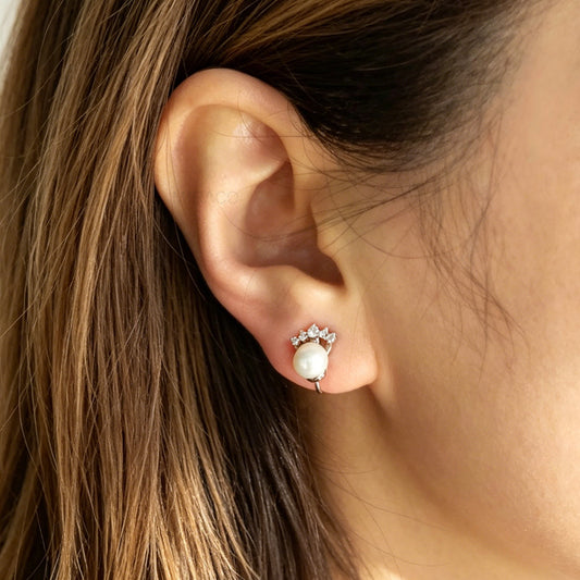 Genuine Freshwater Clip On Pearl Earrings Stud