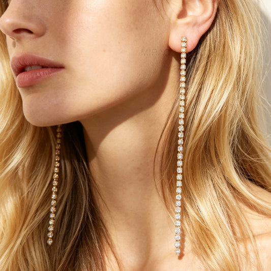 Clip On Long Diamond Dangle Earrings