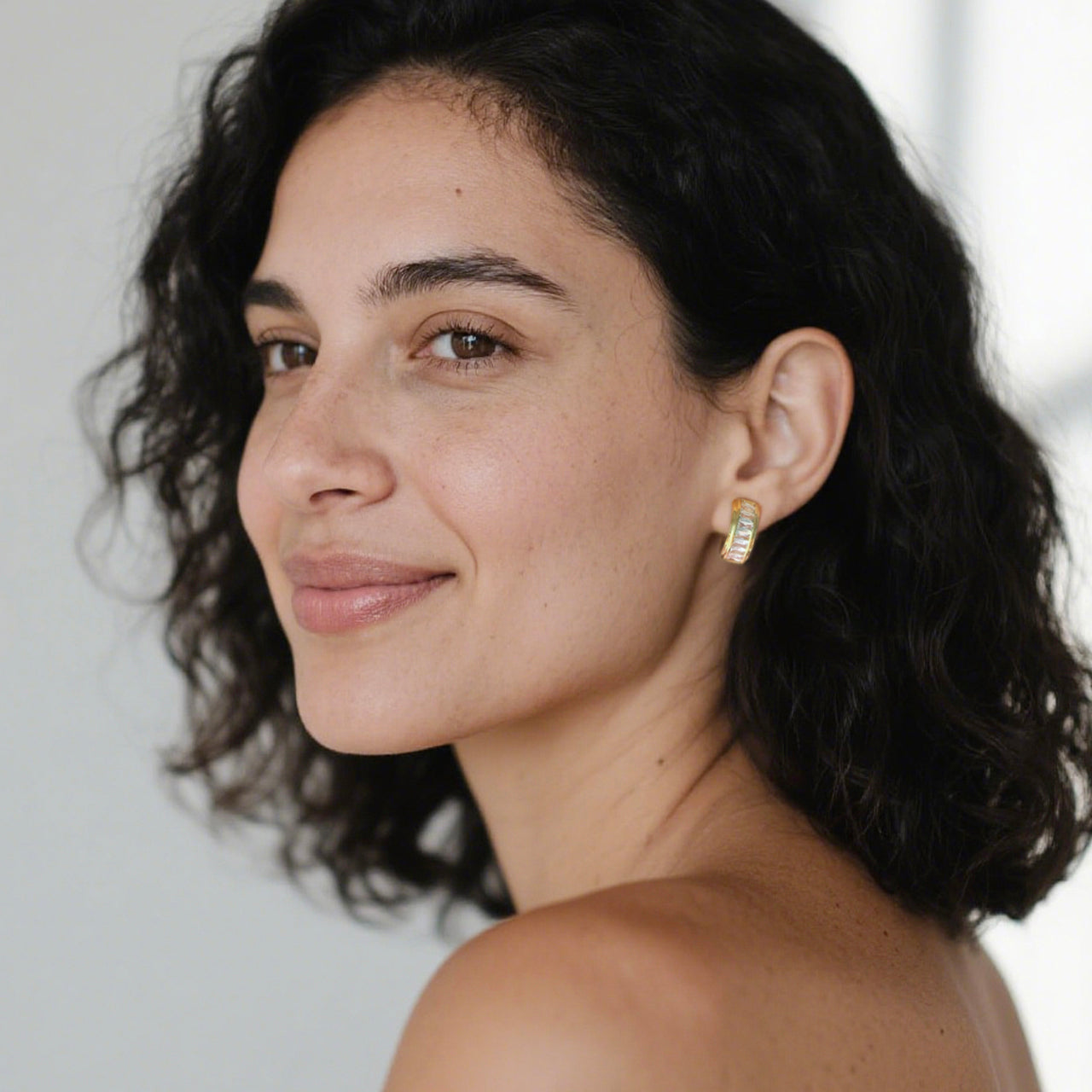 Gold CZ Clip-On Hoop Earrings – Comfortable, No Piercing Needed
