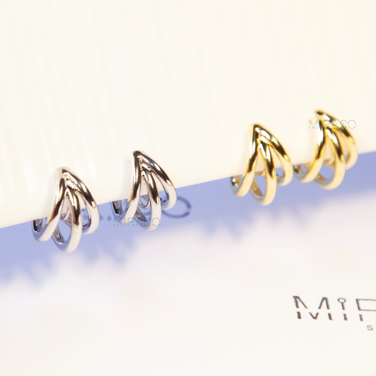Triple Hoop Coil Clip-On Earrings – Gold or Silver