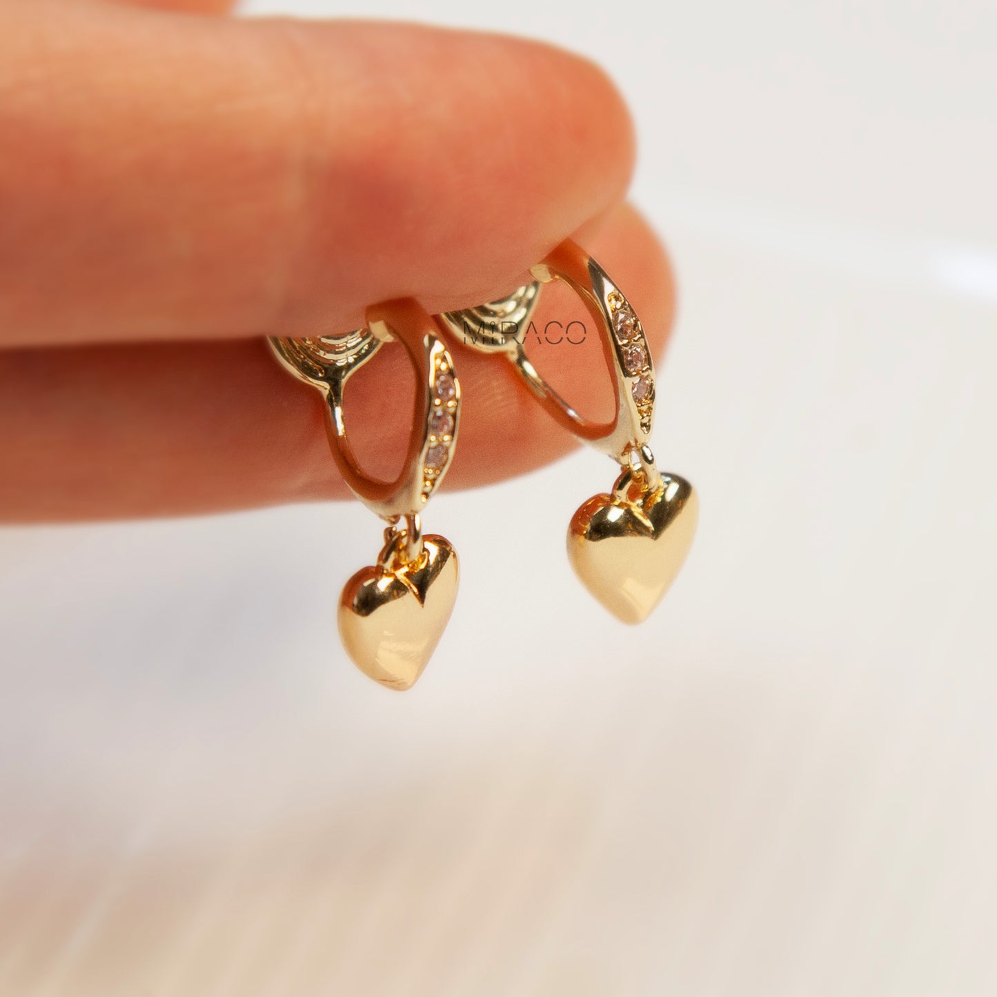 Gold Heart Dangle Clip-On Earrings