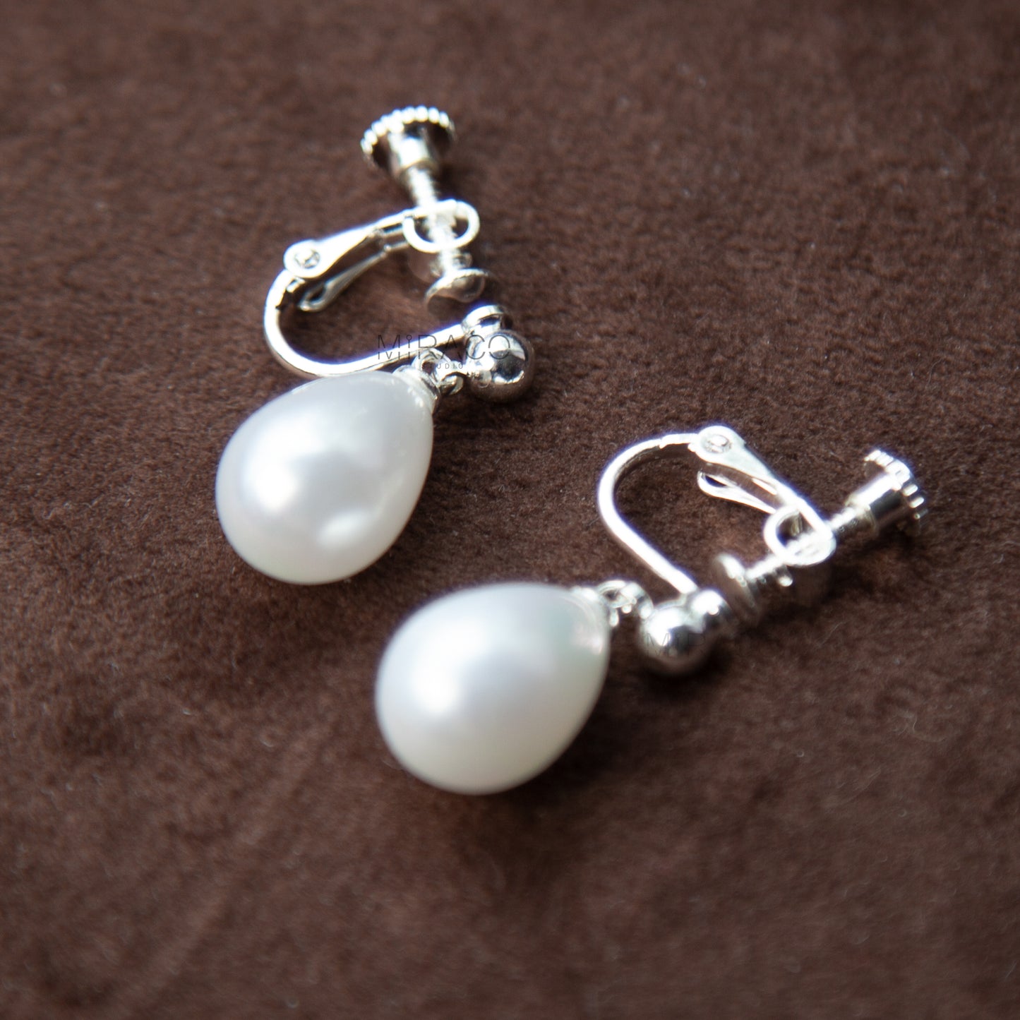 Silver Teardrop Clip-On Earrings – Drop Dangle Clip On Pearl Earrings