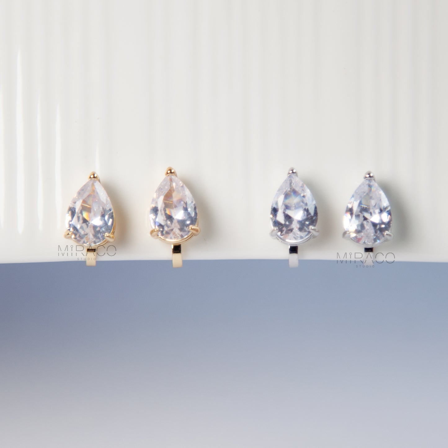 Teardrop Diamond Clip-On Earrings – Gold or Silver Mini-Clip