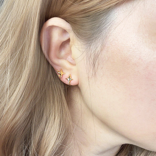 Asymmetrical Star Clip-On Earrings – Gold or Silver