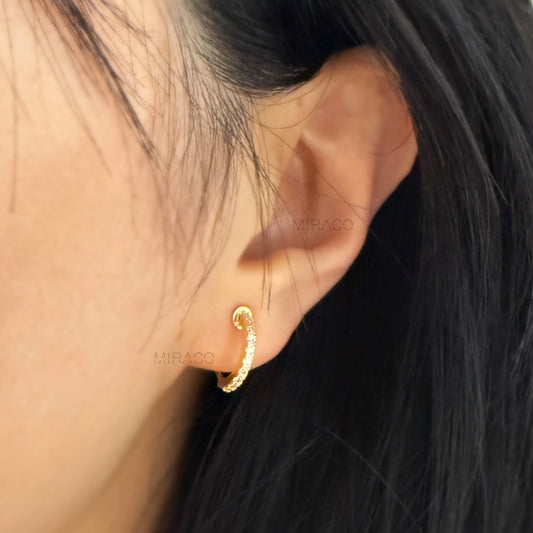 CZ Pave Diamond Hoop Clip On Earrings