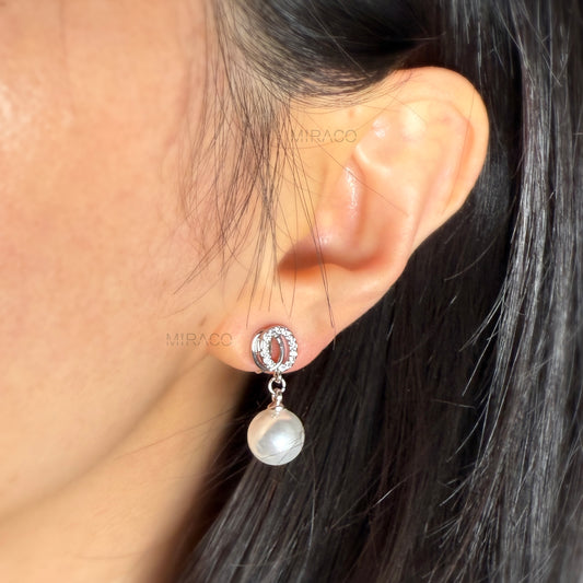 Silver Clip-On Earrings with Pearl Drop