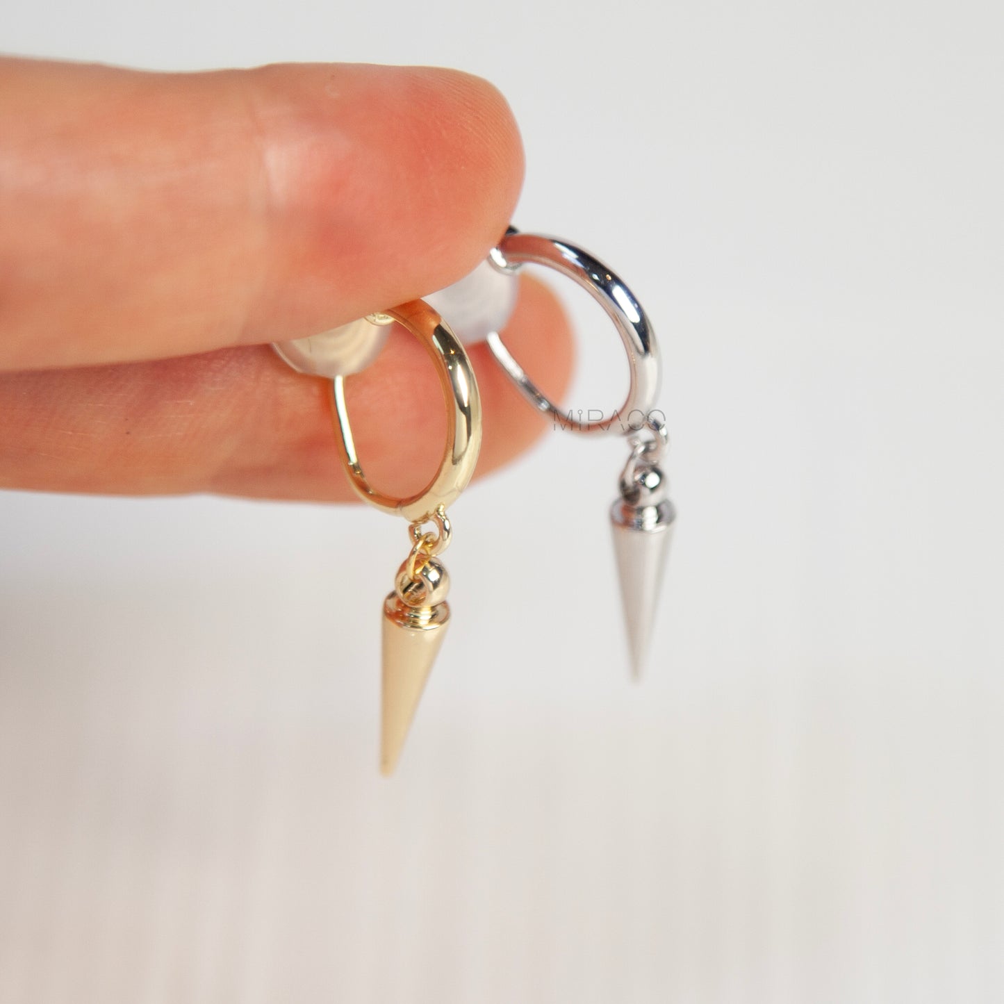 Spike Dangle Hoop Clip-On Earrings – Silver or Gold