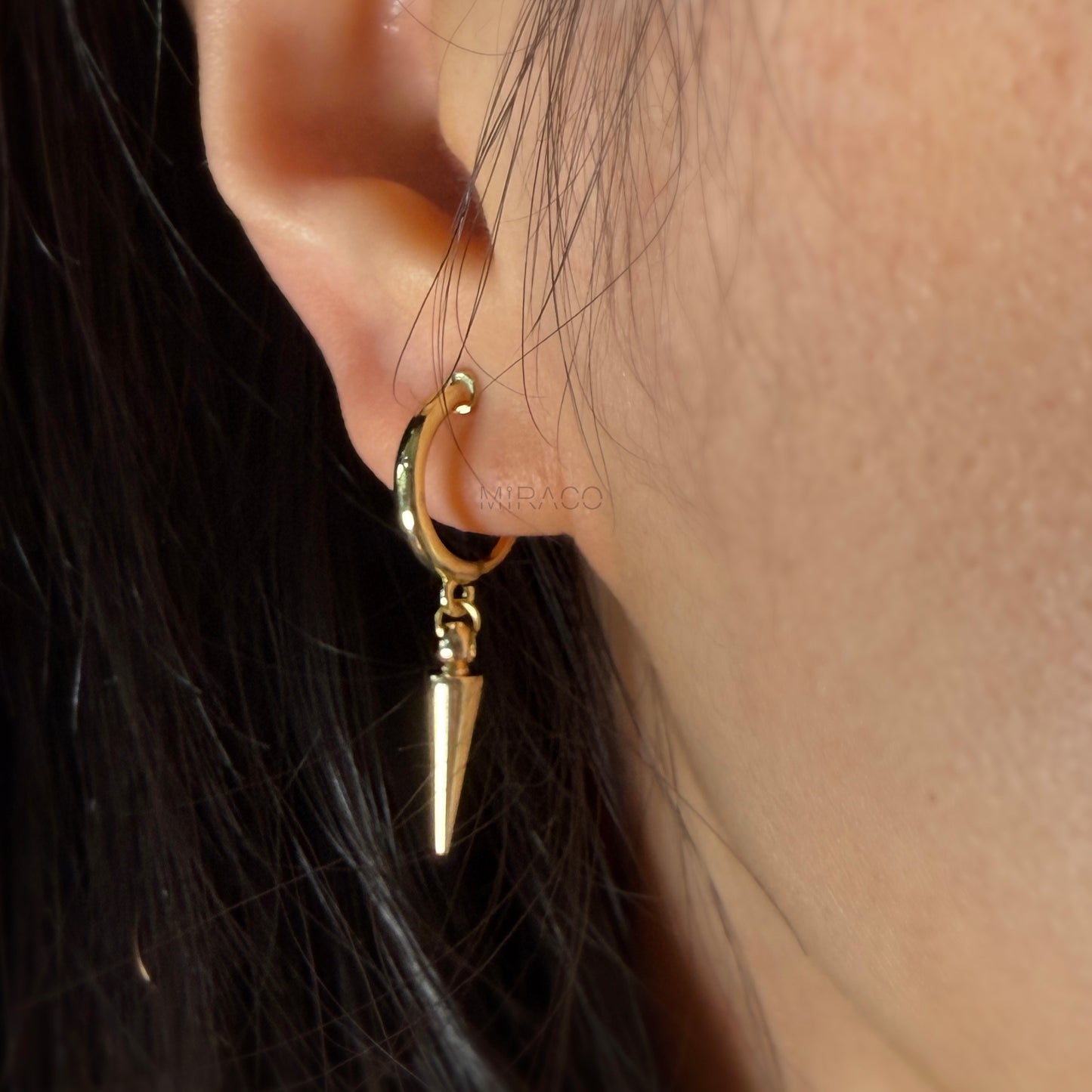 Spike Dangle Hoop Clip-On Earrings – Silver or Gold