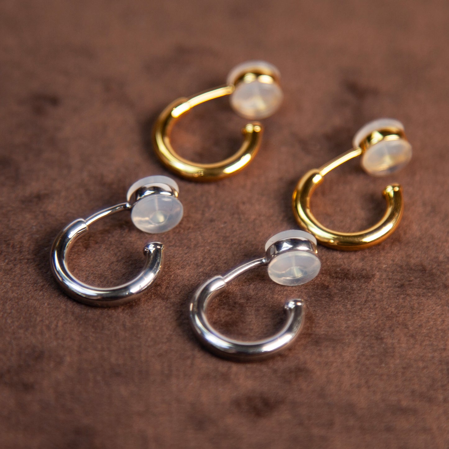 10mm Clip-On Hoop Earrings – Gold or Silver Finish