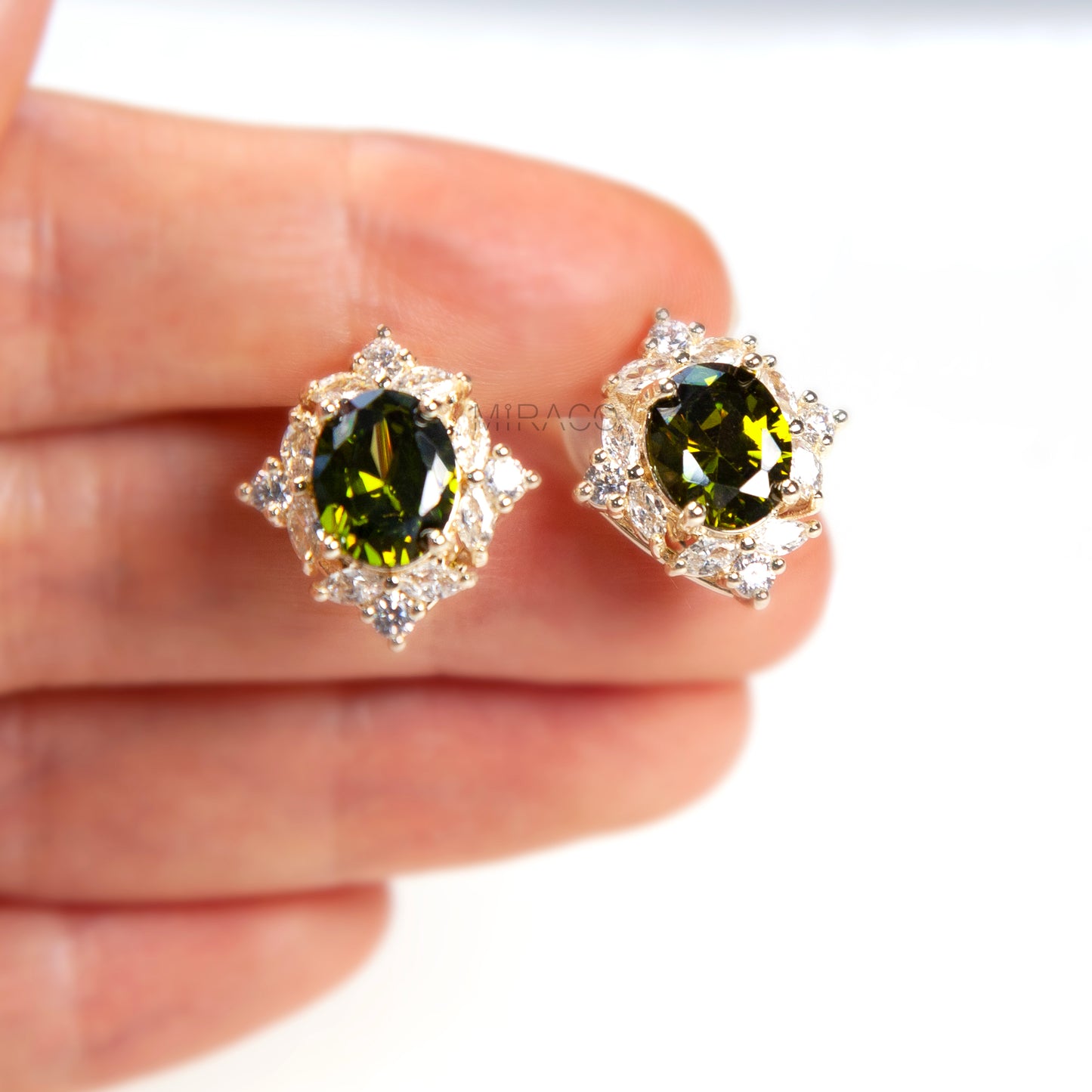 Oval Crystal Clip-On Earrings Green or Purple