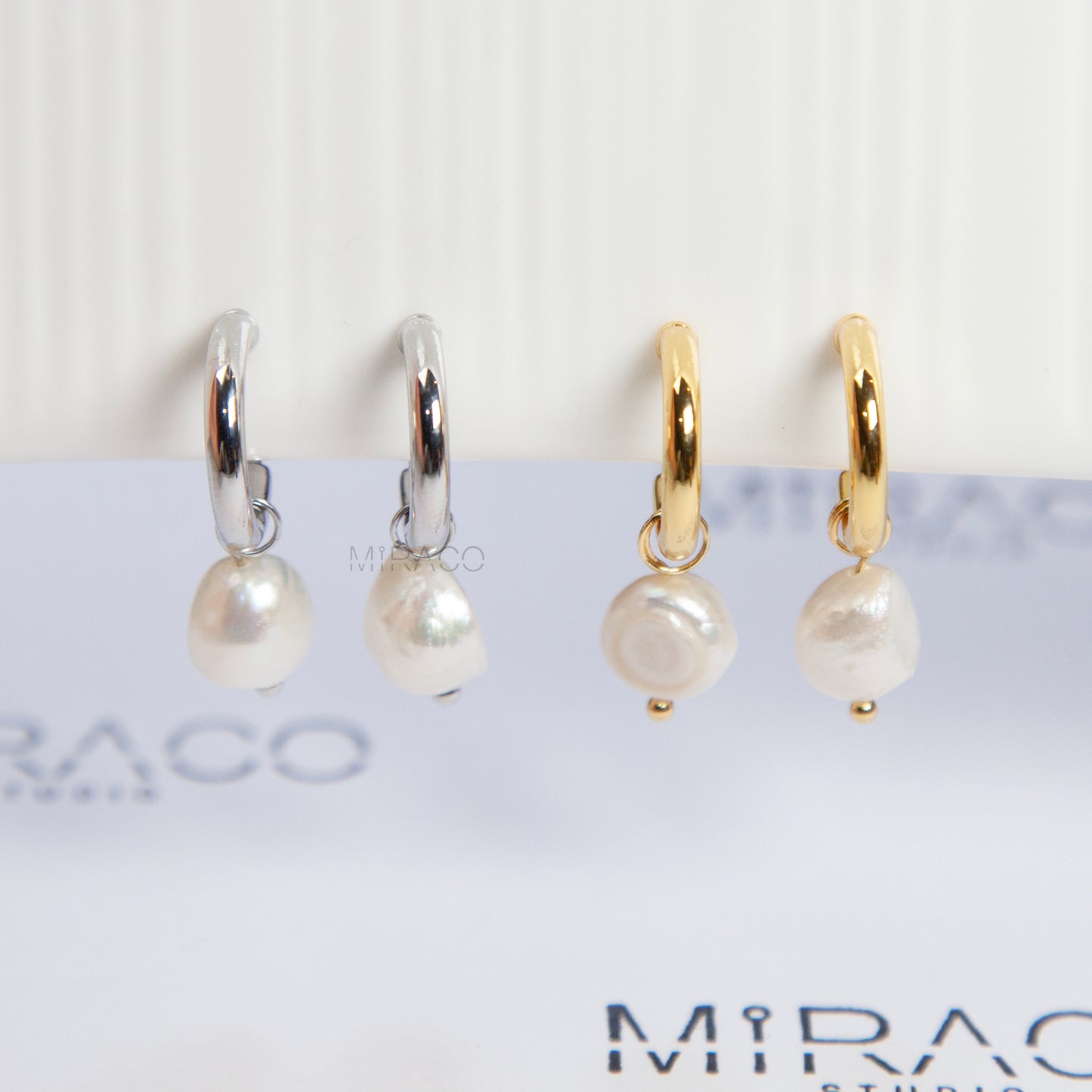 Hoop Clip-On Earrings with Detachable Baroque Pearl Charms