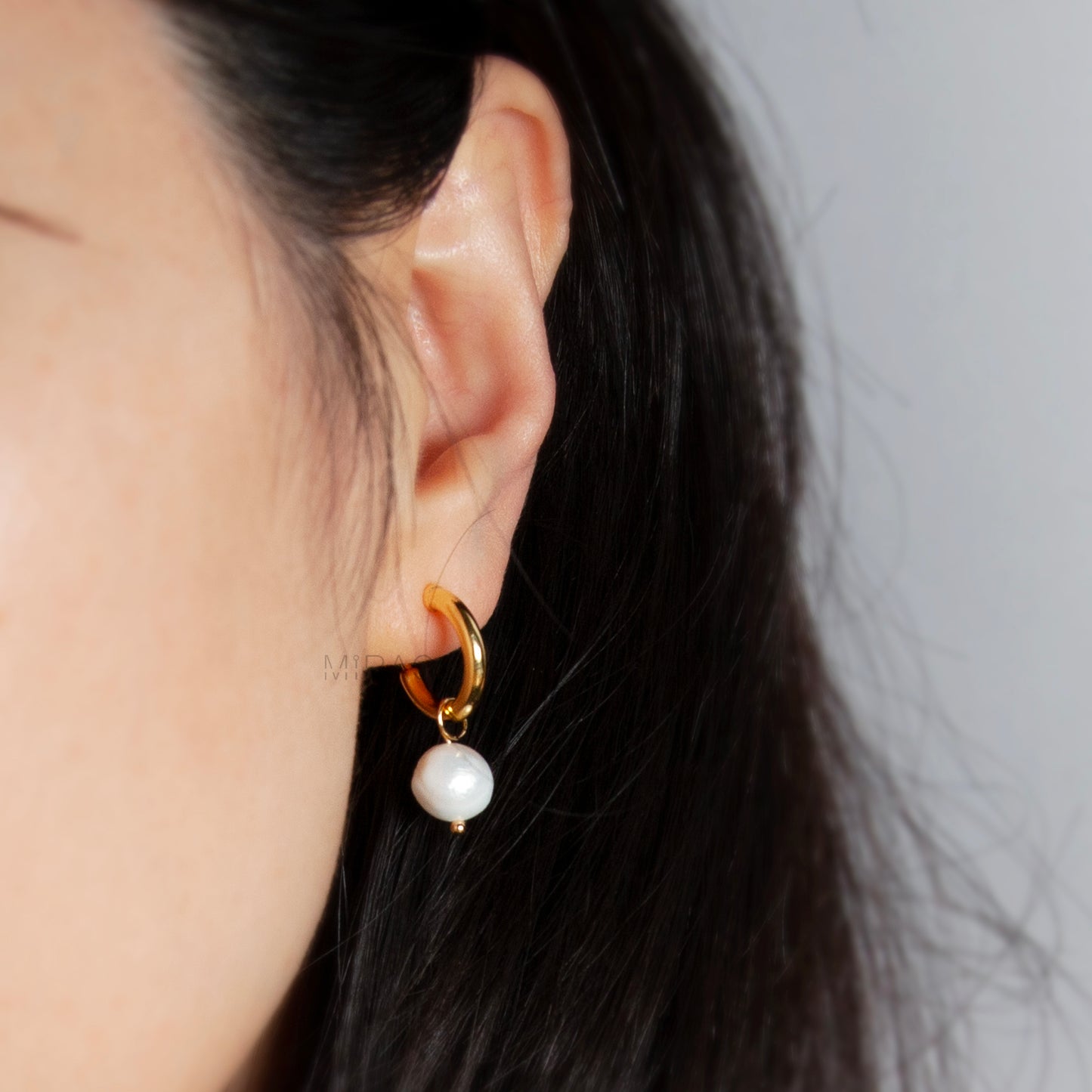 Hoop Clip-On Earrings with Detachable Baroque Pearl Charms