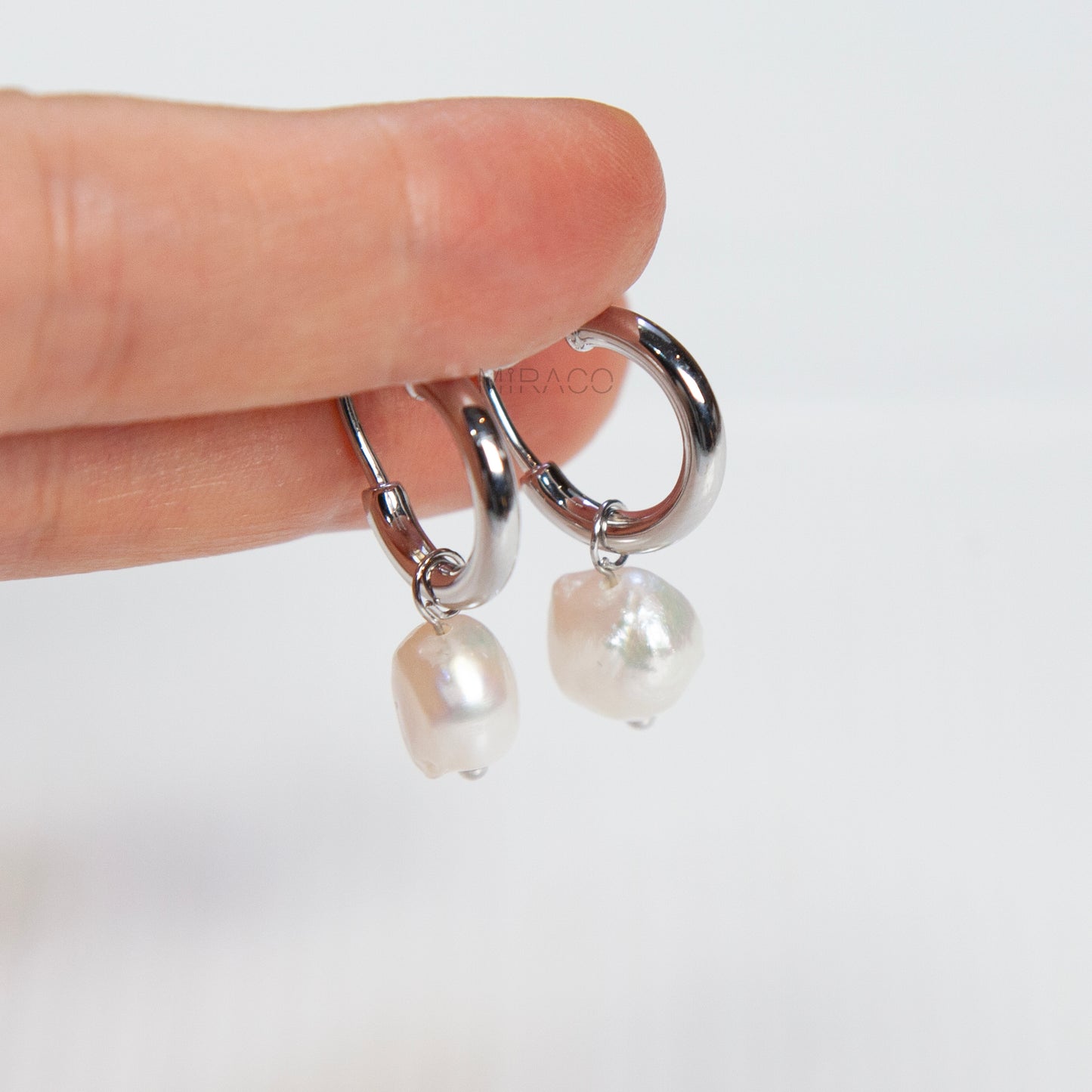 Hoop Clip-On Earrings with Detachable Baroque Pearl Charms