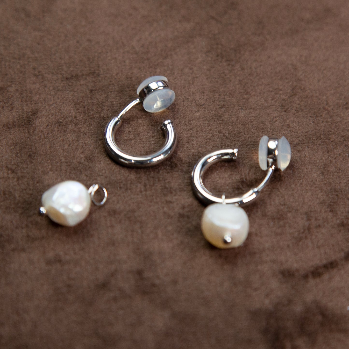 Hoop Clip-On Earrings with Detachable Baroque Pearl Charms