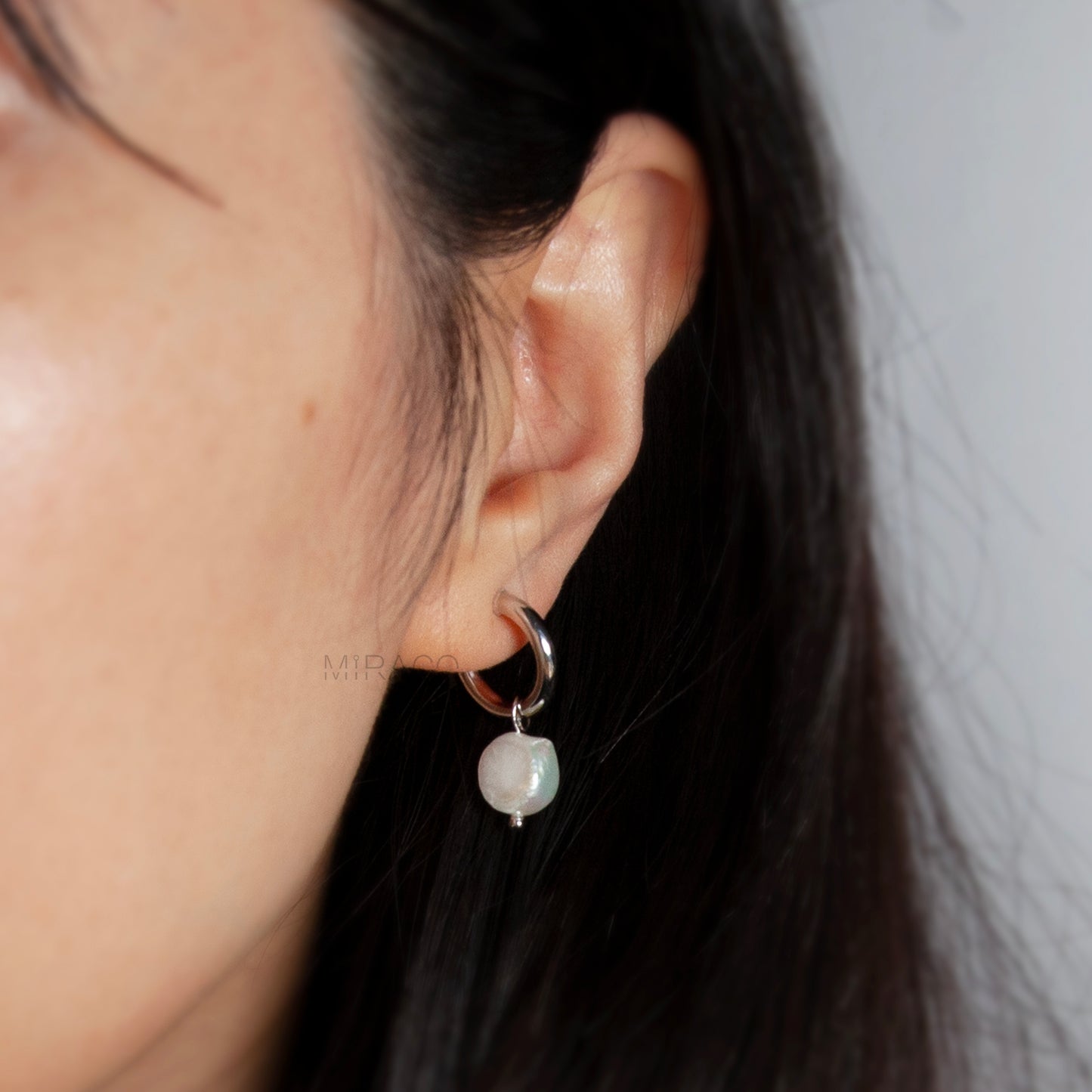 Hoop Clip-On Earrings with Detachable Baroque Pearl Charms
