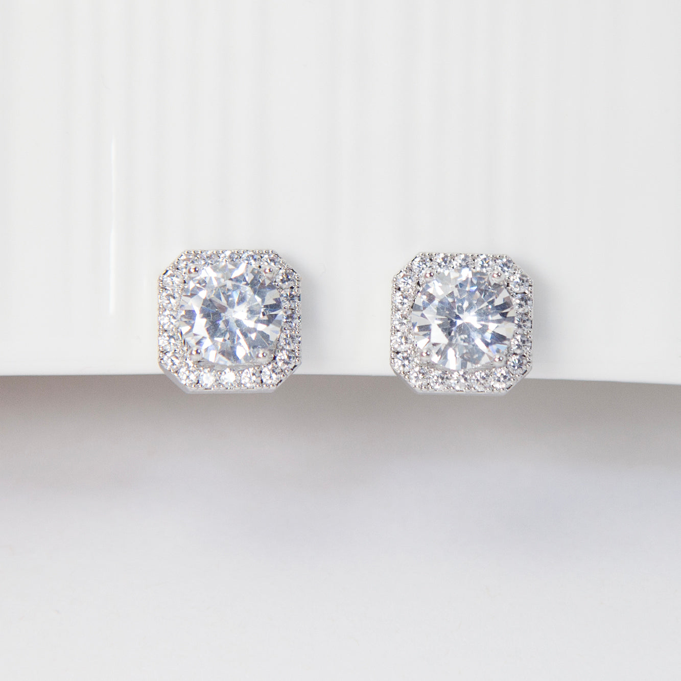 Elegant Cushion-Cut Crystal Clip-On Earrings – Mini-Clip Back, No Piercing Needed