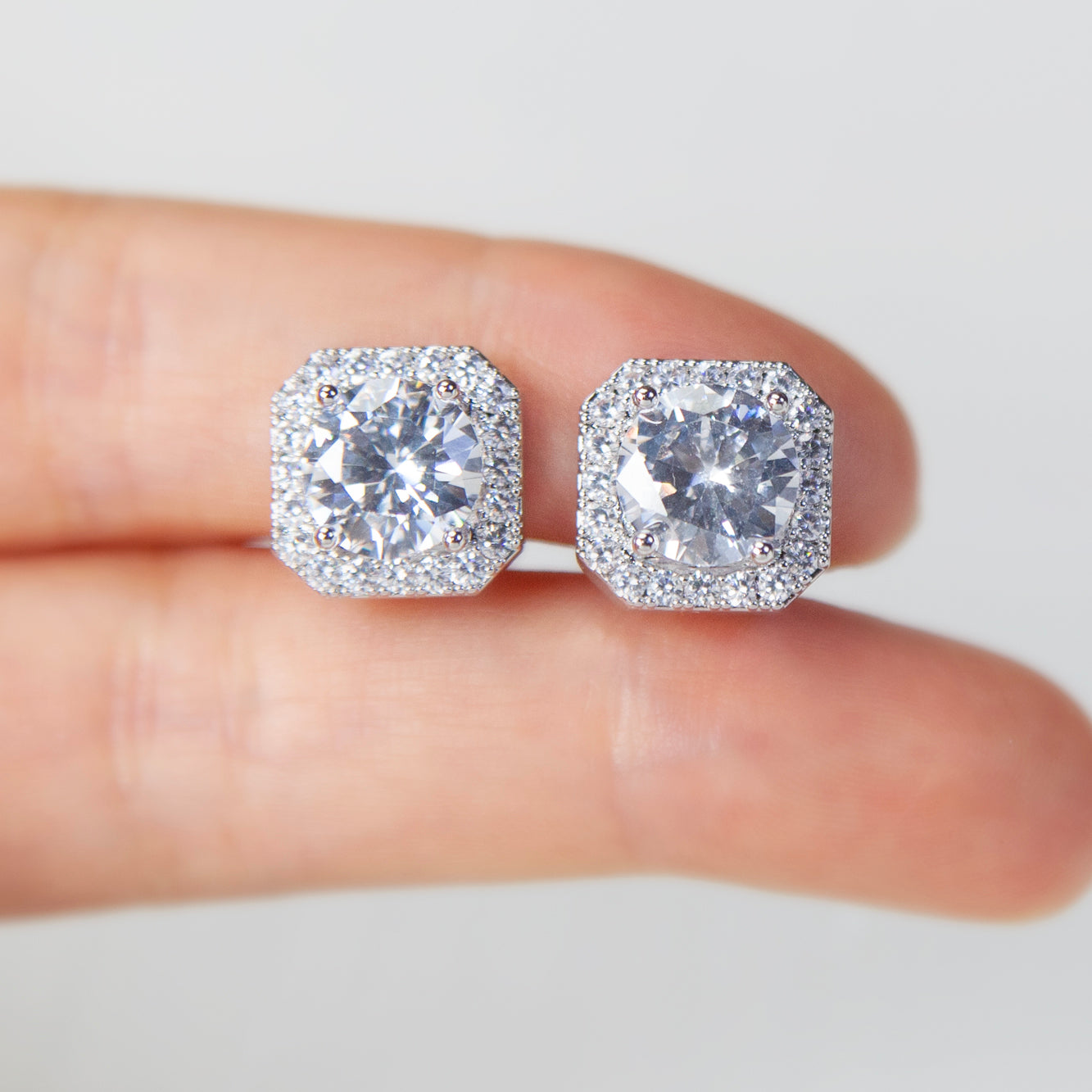 Elegant Cushion-Cut Crystal Clip-On Earrings – Mini-Clip Back, No Piercing Needed
