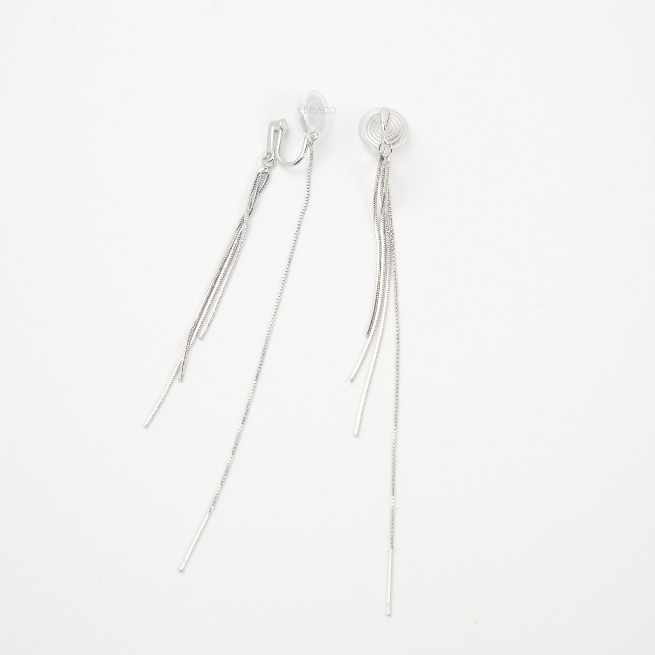 Silver Tassel Clip-On Earrings – Long Dangle Chain Earrings