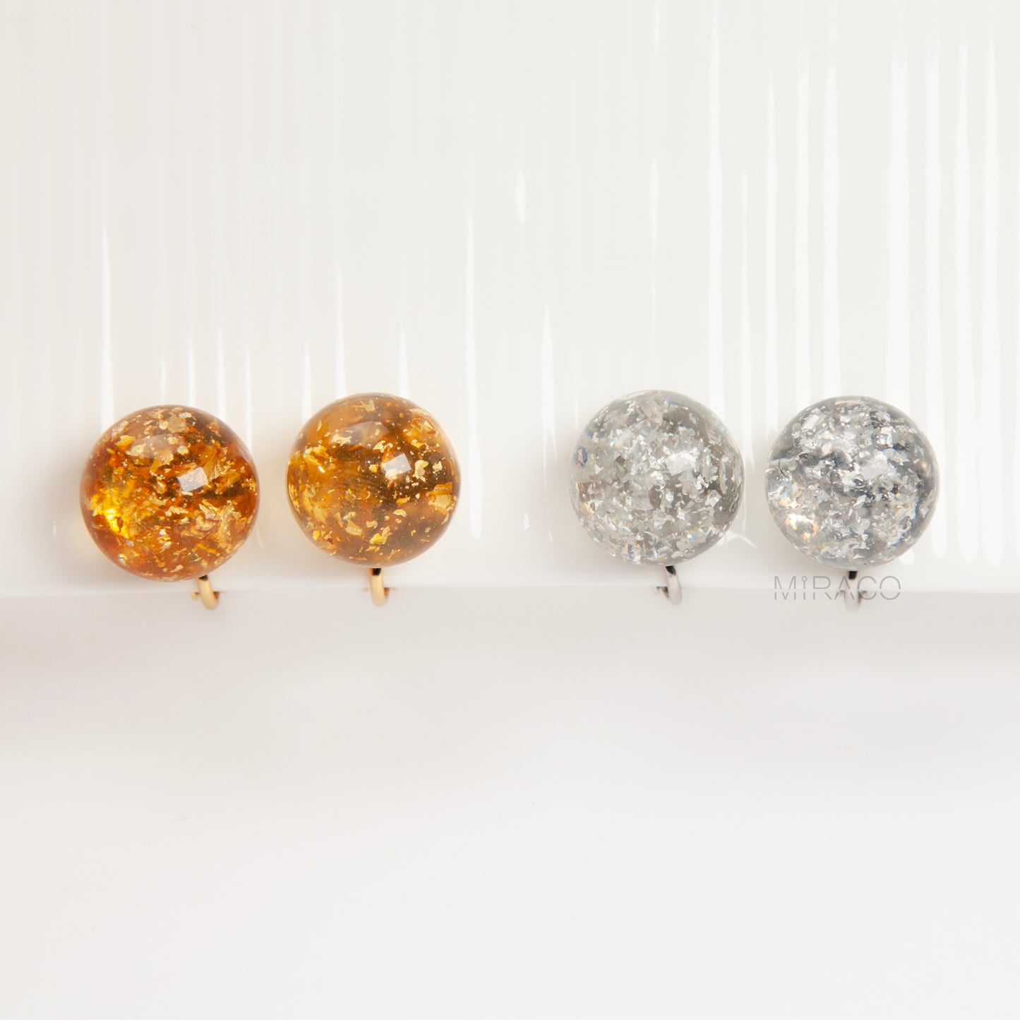Gold Flake & Silver Sparkle Lollipop Clip-On Earrings – Screw Back