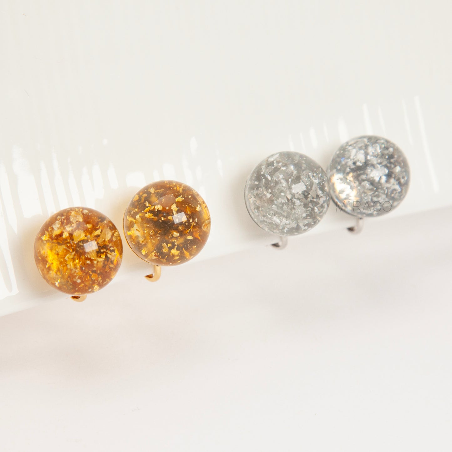 Gold Flake & Silver Sparkle Lollipop Clip-On Earrings – Screw Back