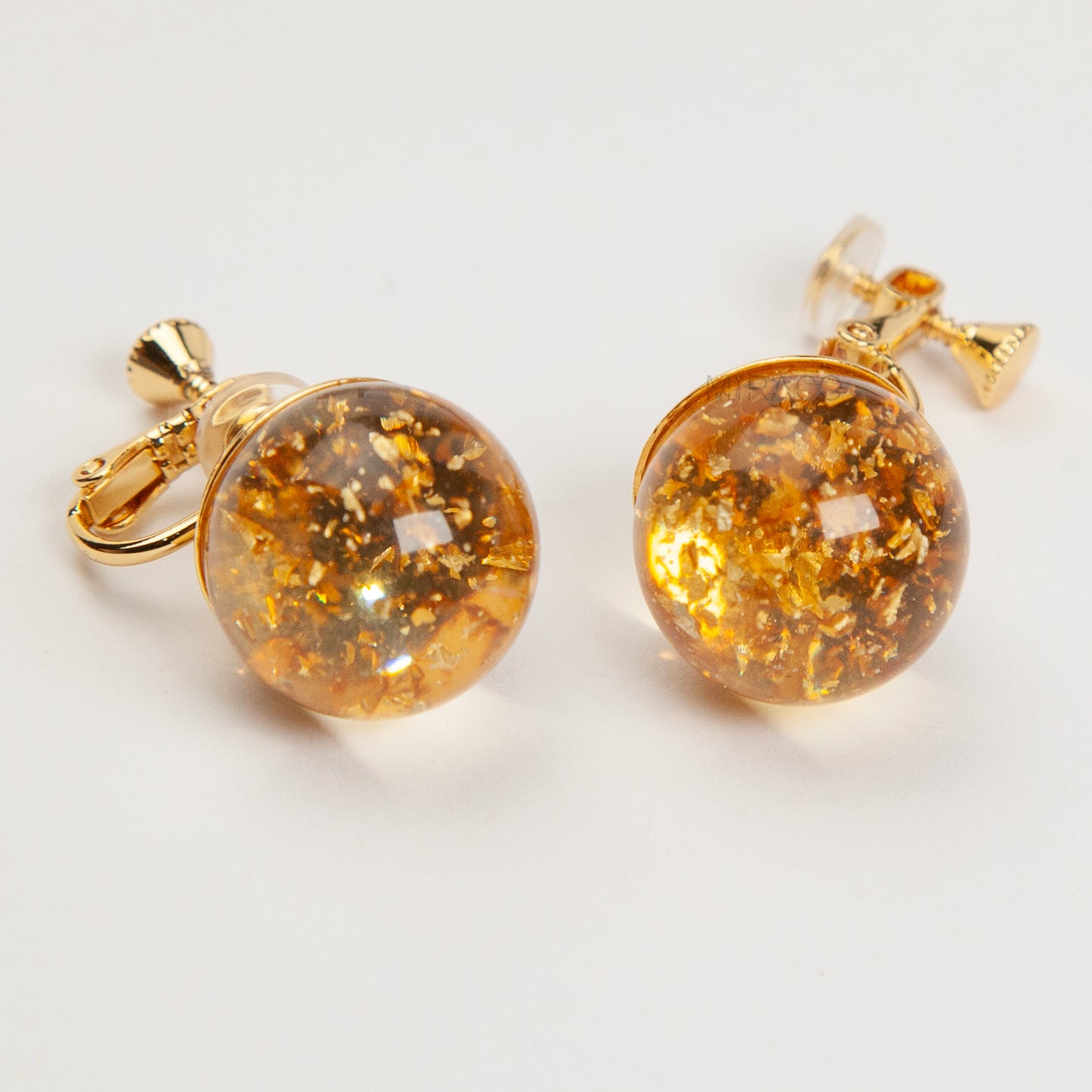 Gold Flake & Silver Sparkle Lollipop Clip-On Earrings – Screw Back