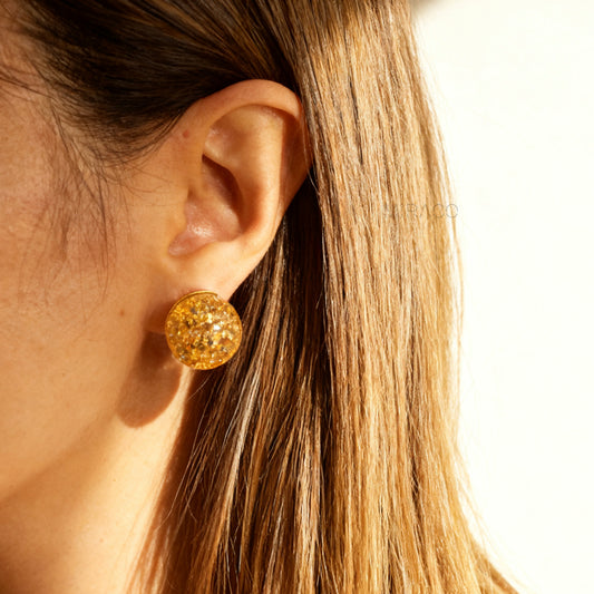 Gold Flake & Silver Sparkle Lollipop Clip-On Earrings – Screw Back