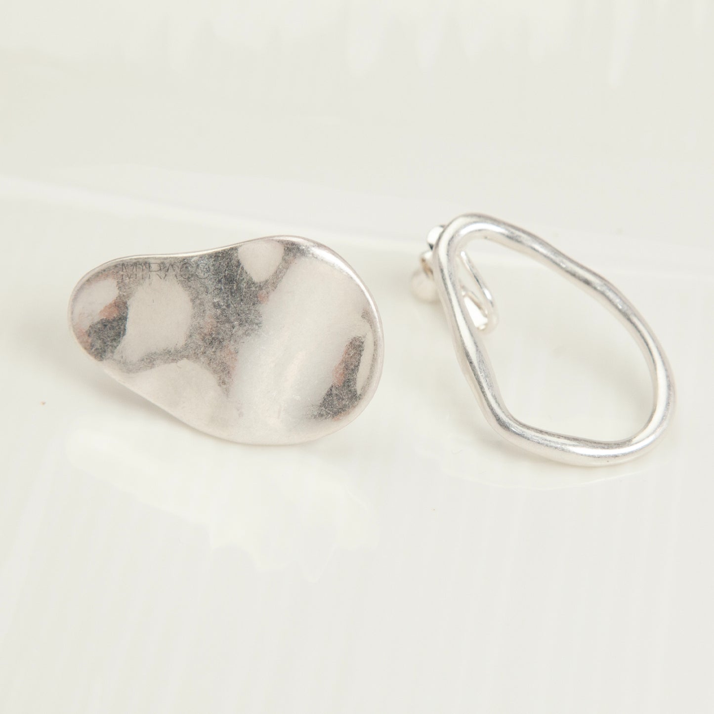 Large Clip-On Metal Disk Earrings Screw Back Vintage-tone Metal
