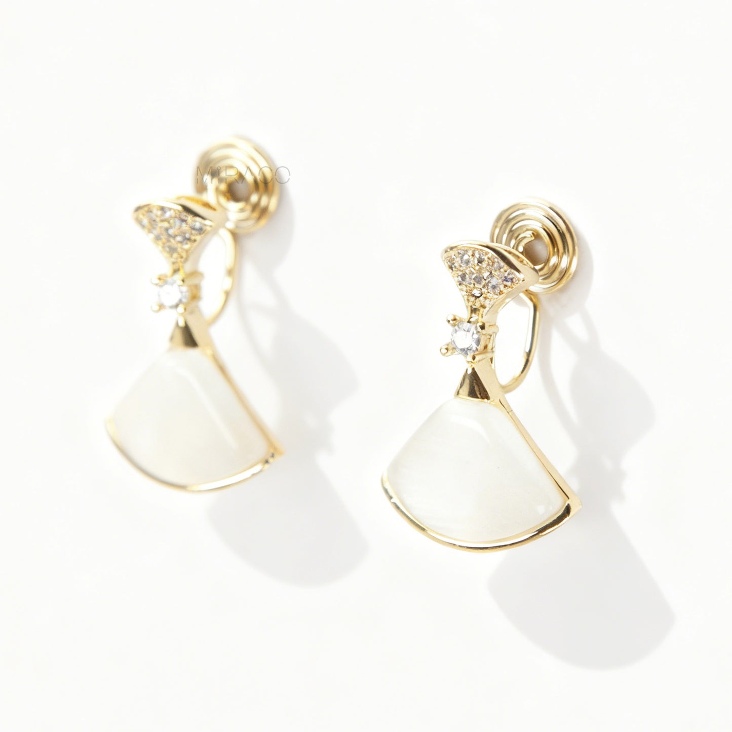 Art Deco Fan Dangle Clip-On Earrings