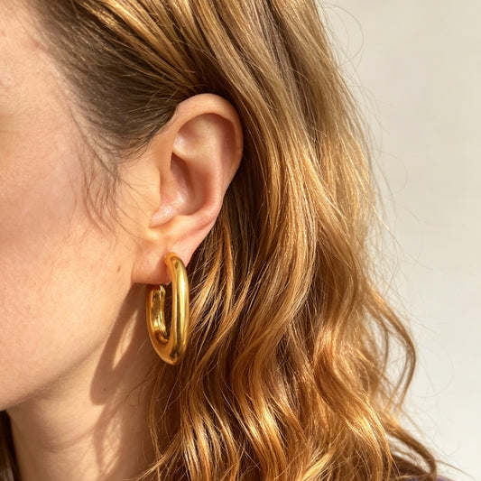 Gold Chunky Hoop Clip-On Earrings – Invisible Backs