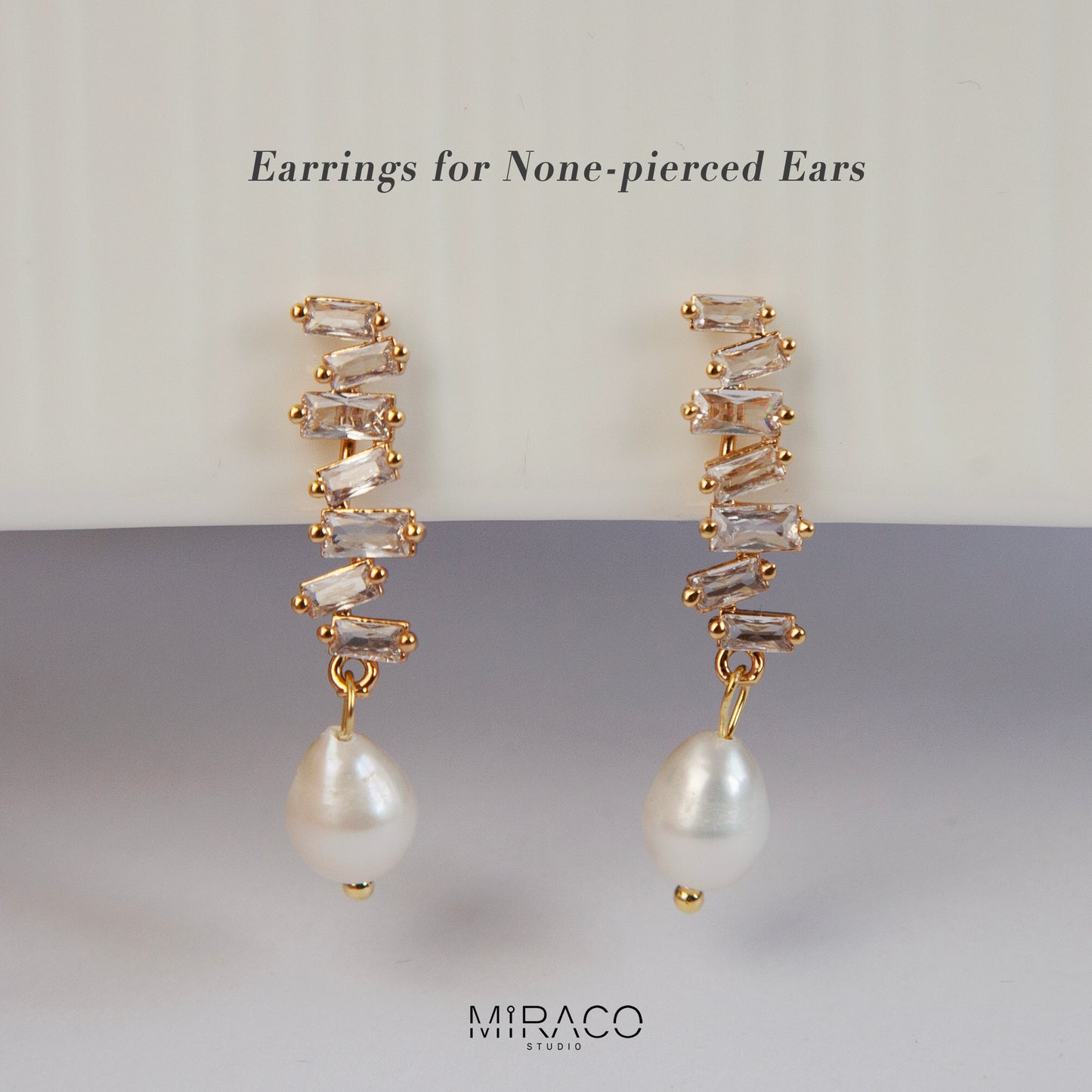 Clip On Pearls Earrings Non Pierced Crystal Cluster Drop Earrings With Freshwater Pearls