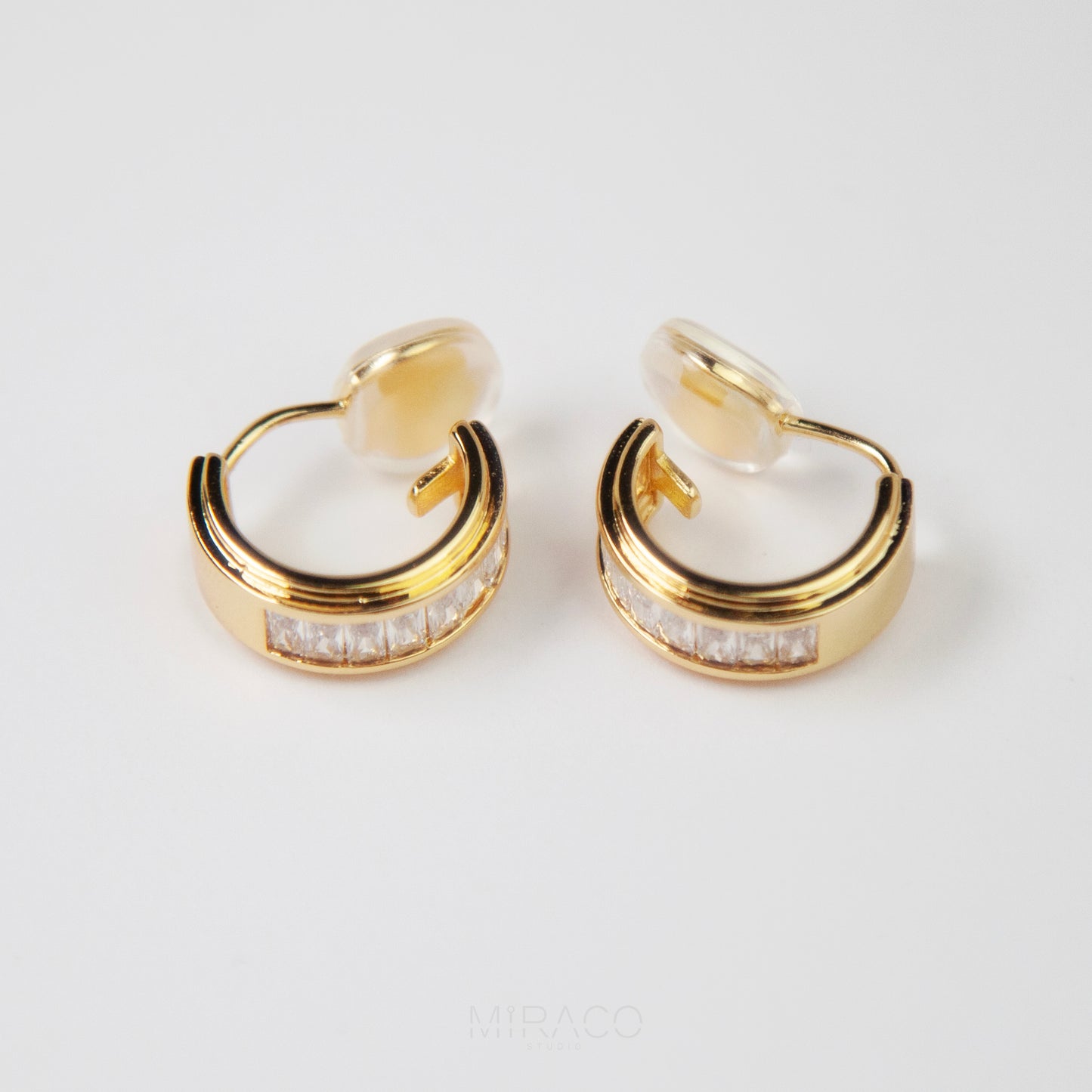 Gold CZ Clip-On Hoop Earrings – Comfortable, No Piercing Needed