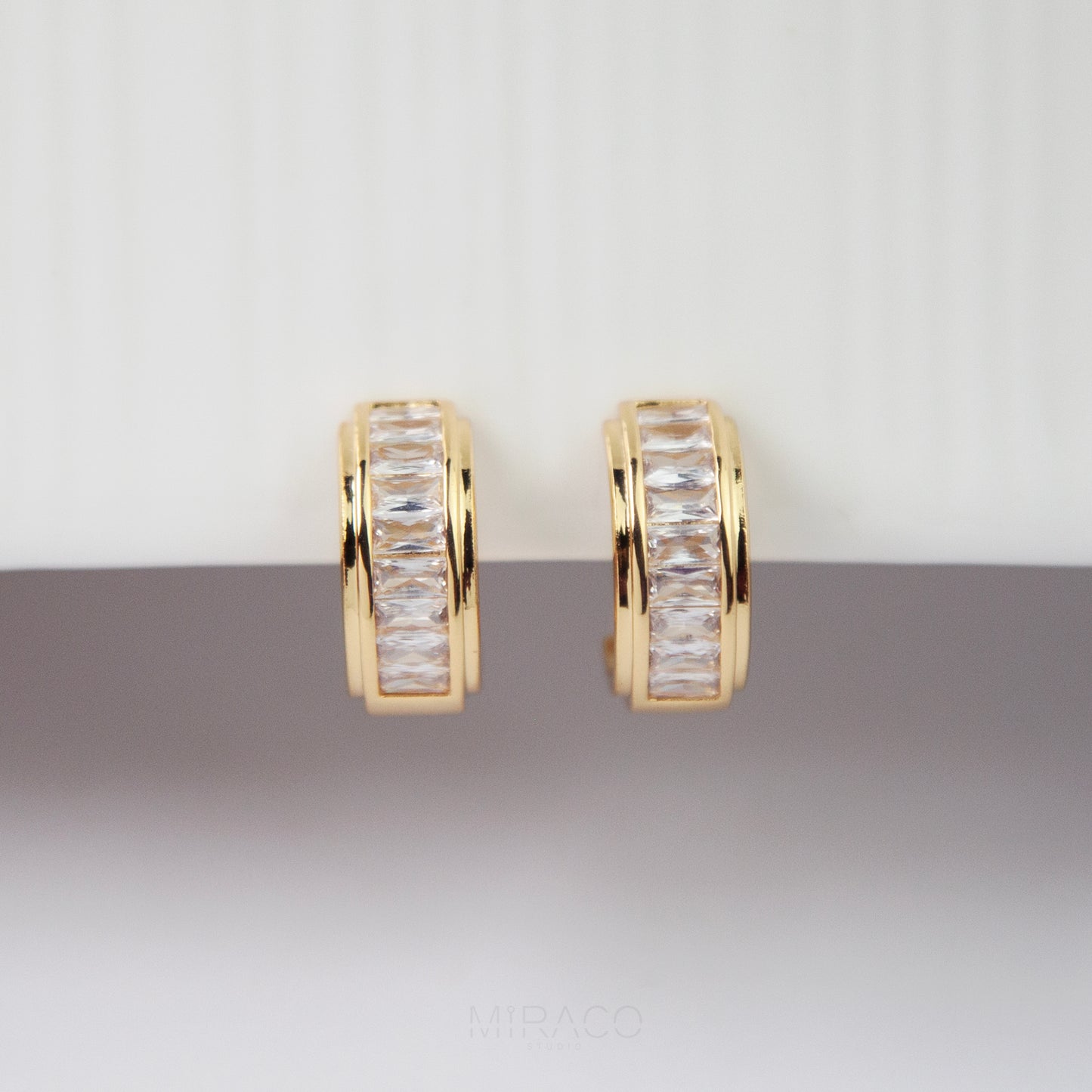 Gold CZ Clip-On Hoop Earrings – Comfortable, No Piercing Needed