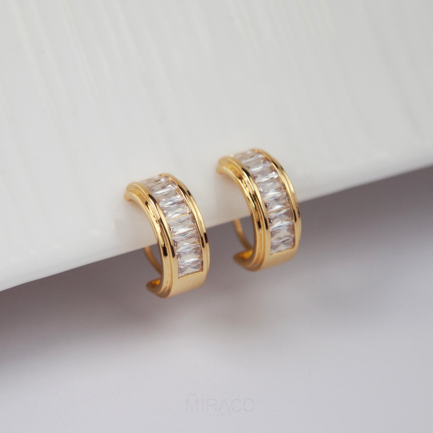 Gold CZ Clip-On Hoop Earrings – Comfortable, No Piercing Needed