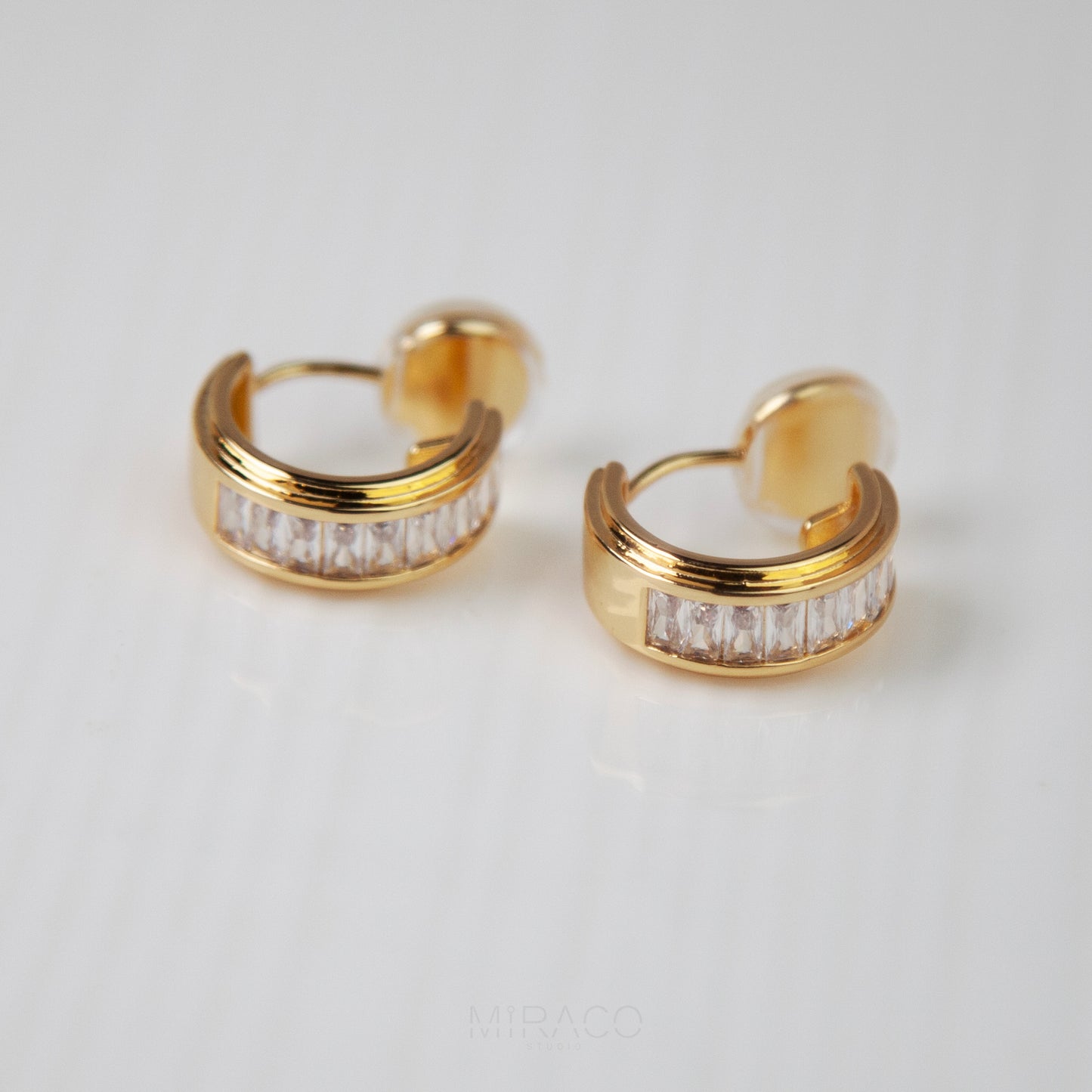 Gold CZ Clip-On Hoop Earrings – Comfortable, No Piercing Needed