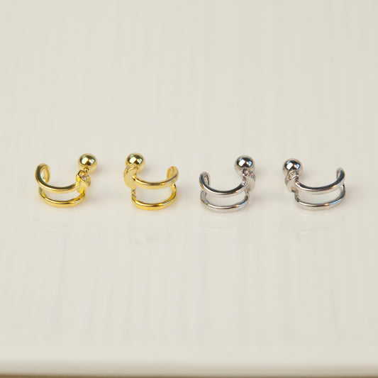 Sterling Silver Double Hoop Earrings  Screw Ball Studs Wrap Around Earrings